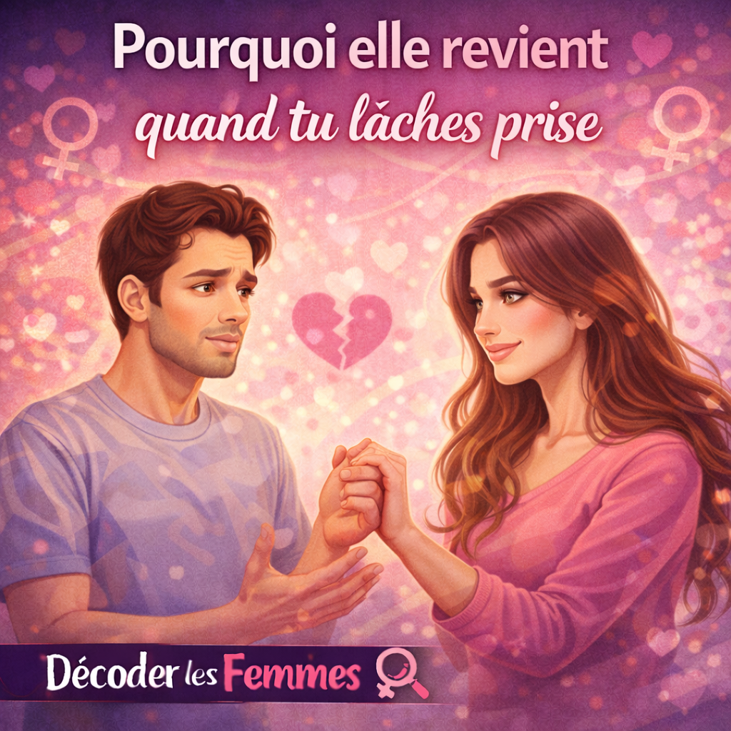 Homme et femme renouant le contact après une prise de distance, illustrant le retour de l’intérêt lorsqu’on lâche prise en amour