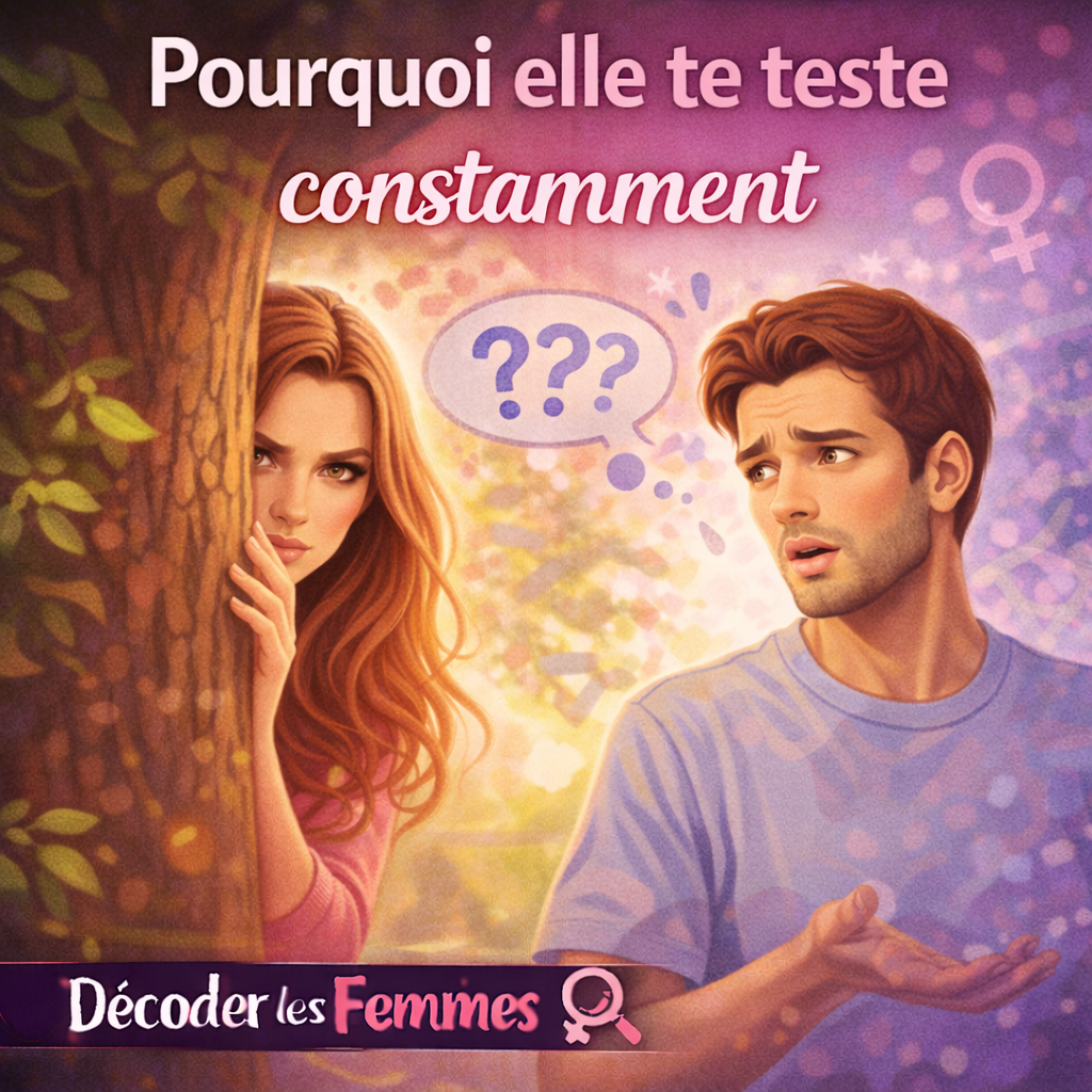 Femme qui observe et teste un homme, illustrant les tests émotionnels et comportementaux dans une relation amoureuse