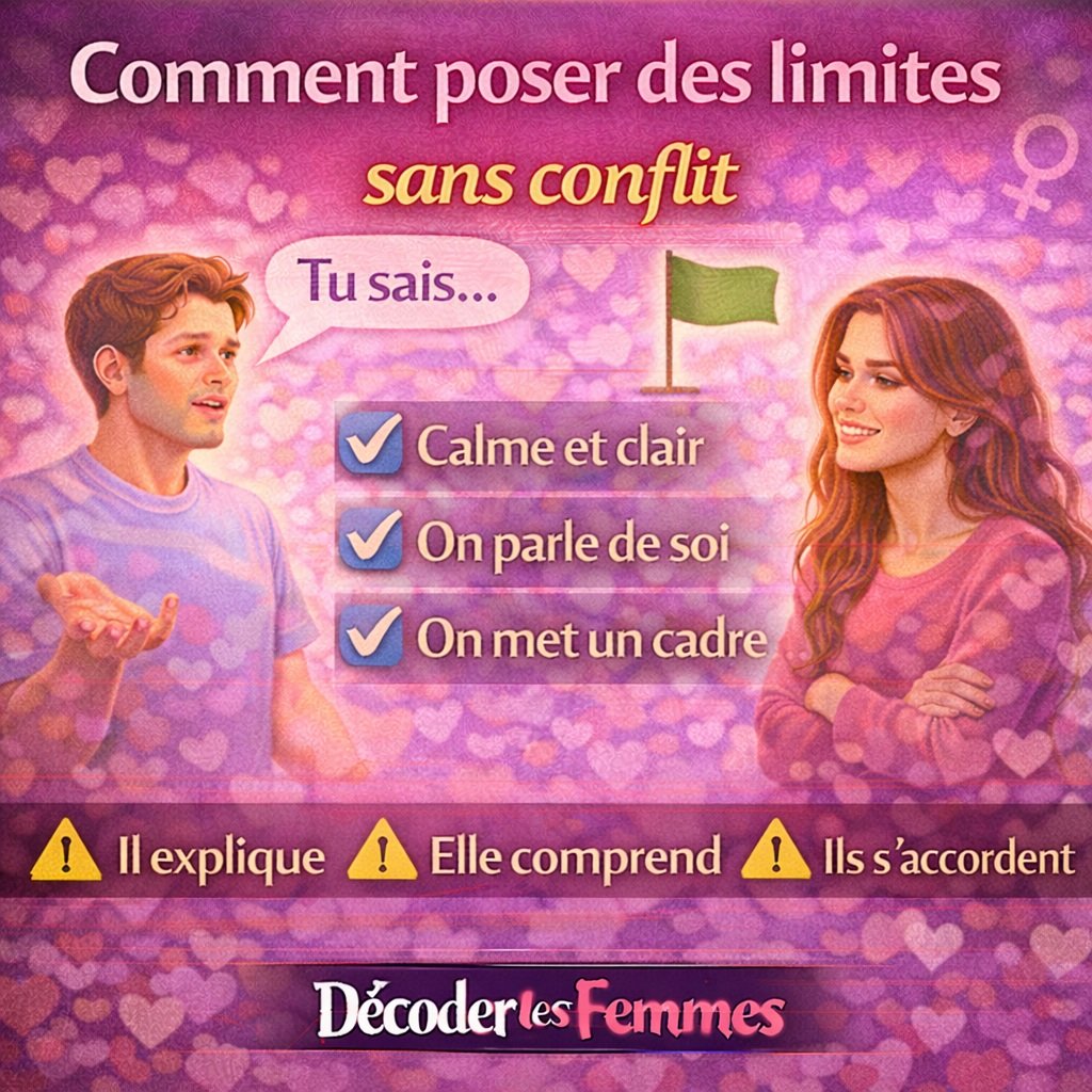Illustration montrant comment poser des limites calmement dans une relation sans créer de conflit